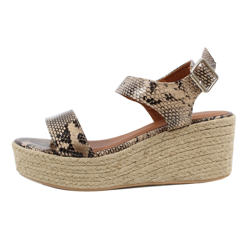 Natural Python Open Toe Ankle Strap Espadrille - image 2